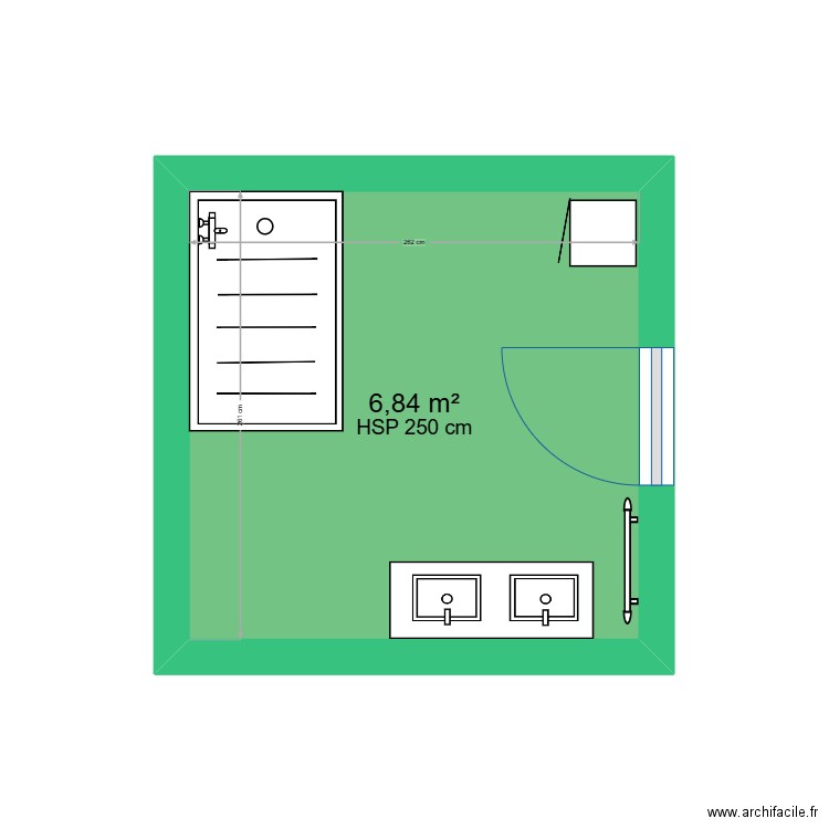 sdb. Plan de 1 pièce et 7 m2