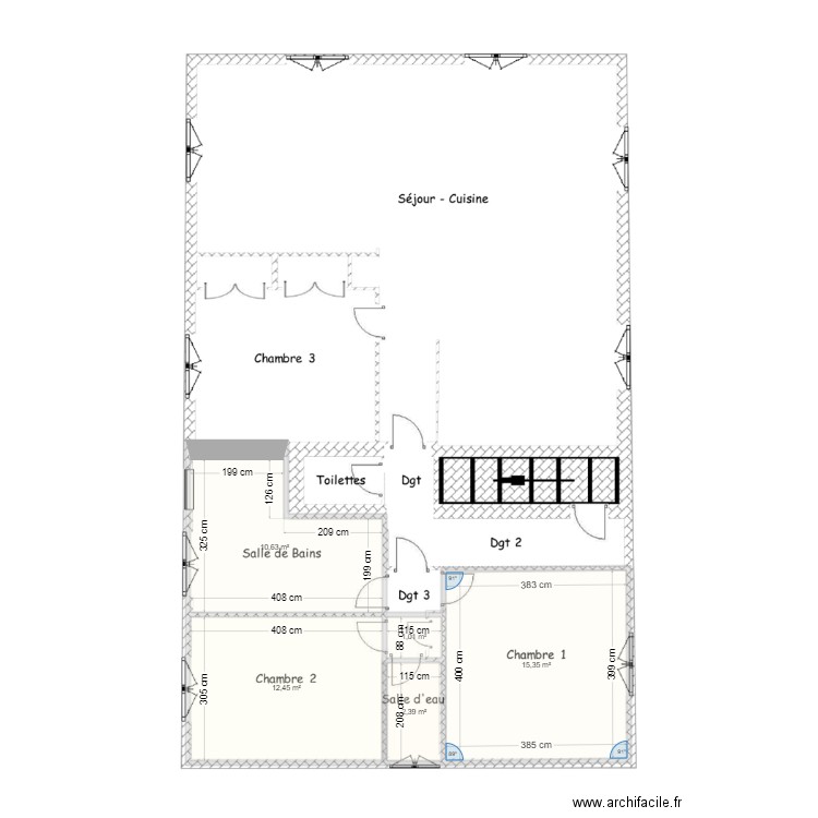 pLAN MAISON OK. Plan de 5 pièces et 42 m2