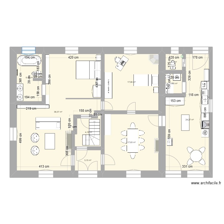 Poiseul Phase 2 bis. Plan de 18 pièces et 300 m2