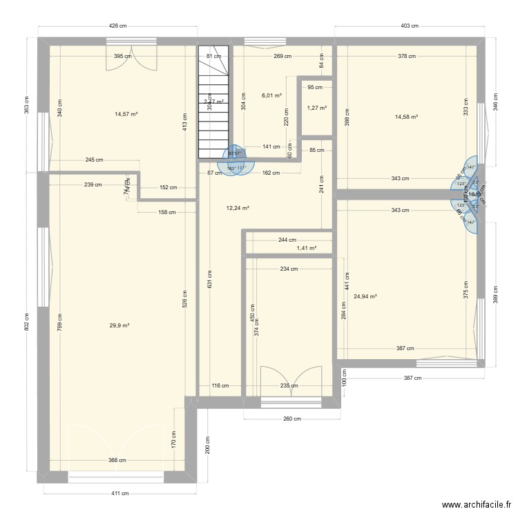 PROJET MAISON BILLERE 1ER ETAGE. Plan de 10 pièces et 108 m2