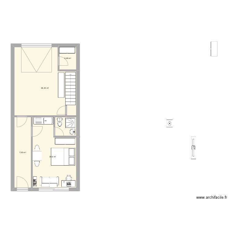 M2 Garage. Plan de 4 pièces et 53 m2