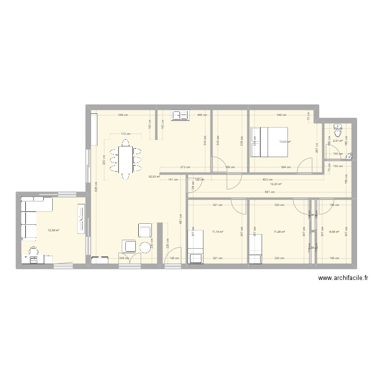 salon version 1. Plan de 10 pièces et 123 m2