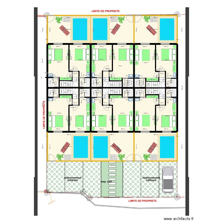 Beauregard plan intérieur étage. Plan de 35 pièces et 334 m2