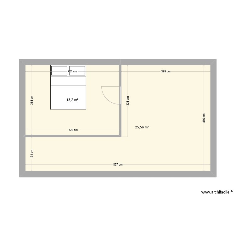 essai. Plan de 2 pièces et 39 m2