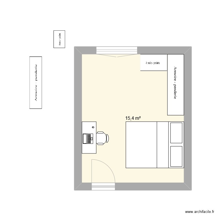 chambre mahaut. Plan de 1 pièce et 15 m2