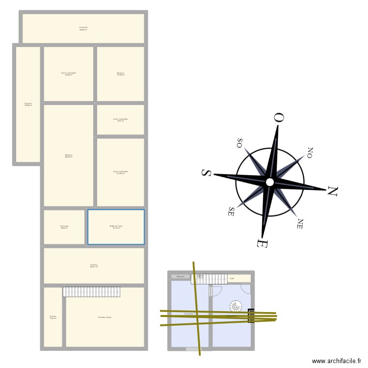 Lucette complet. Plan de 17 pièces et 270 m2