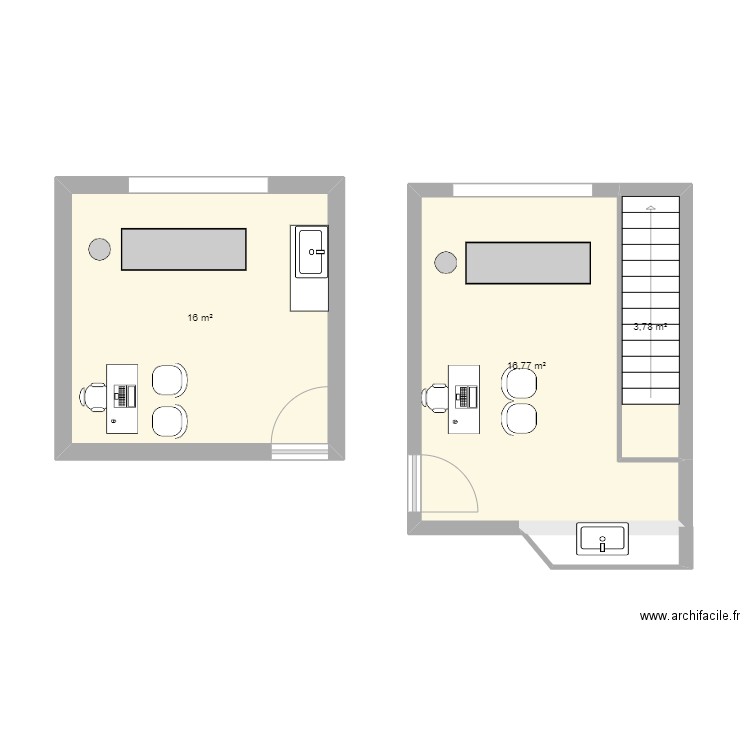 cabinet. Plan de 3 pièces et 37 m2