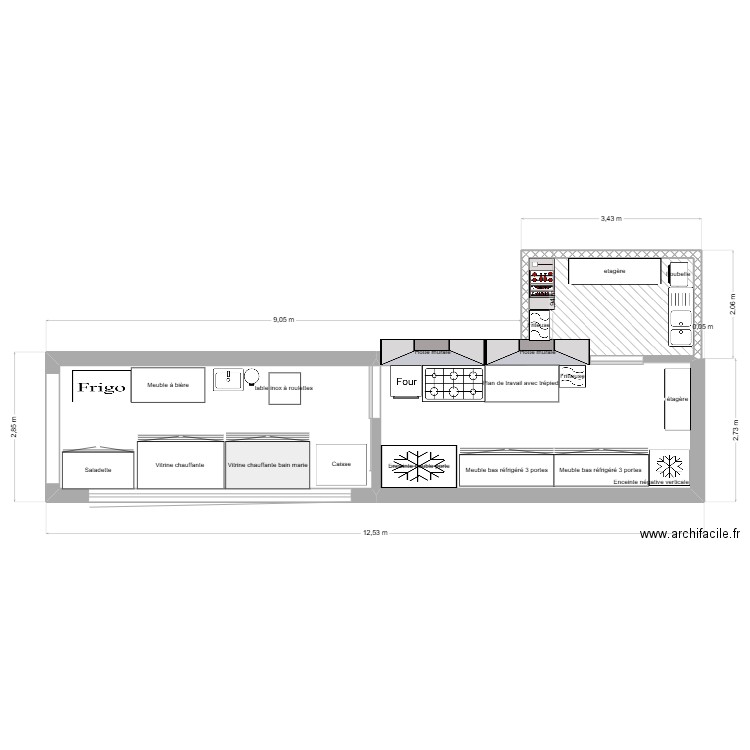 plan. Plan de 3 pièces et 34 m2