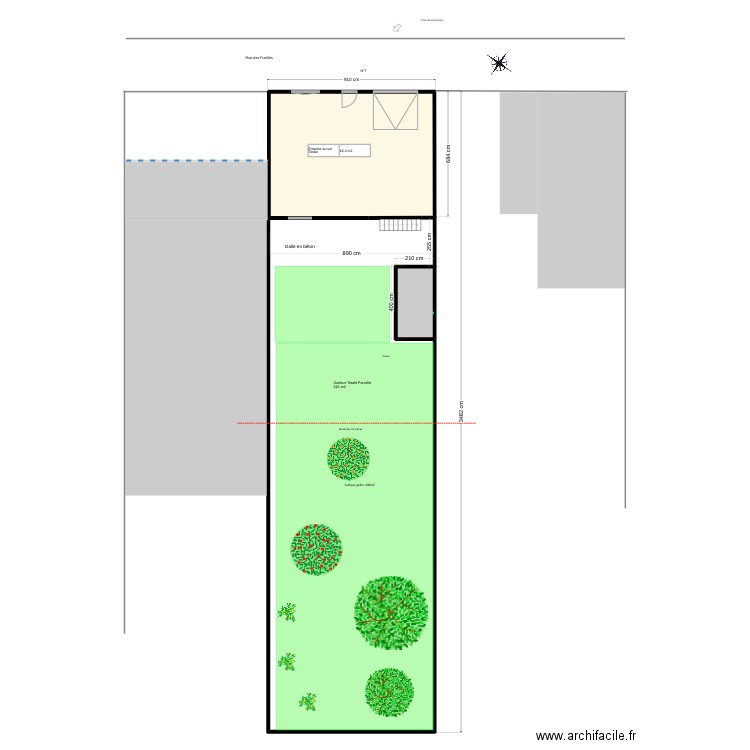 Plan de masse Avant travaux. Plan de 2 pièces et 68 m2