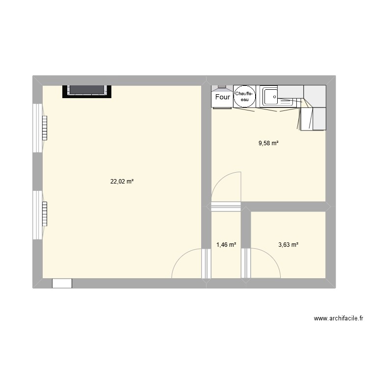 Toussaint Rennes. Plan de 4 pièces et 37 m2