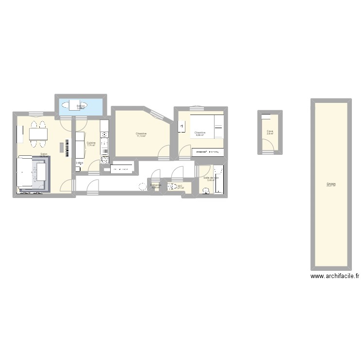 Nouvel appart. Plan de 10 pièces et 85 m2