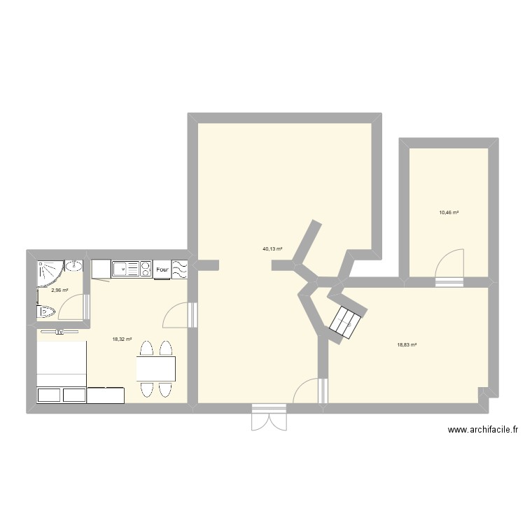 studio remi. Plan de 5 pièces et 91 m2