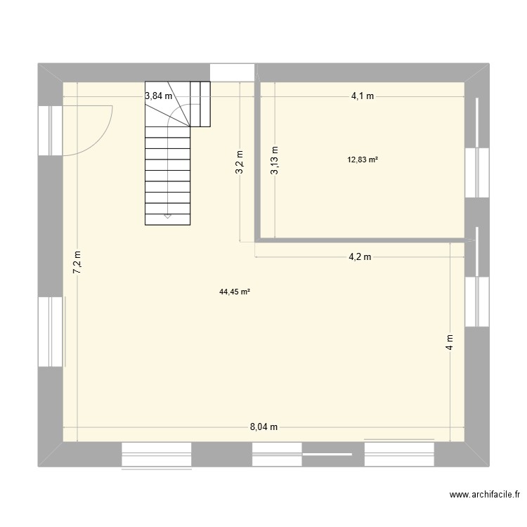 maviela&. Plan de 2 pièces et 57 m2