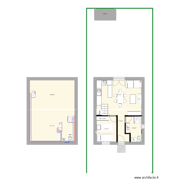 Luz 2. Plan de 7 pièces et 83 m2