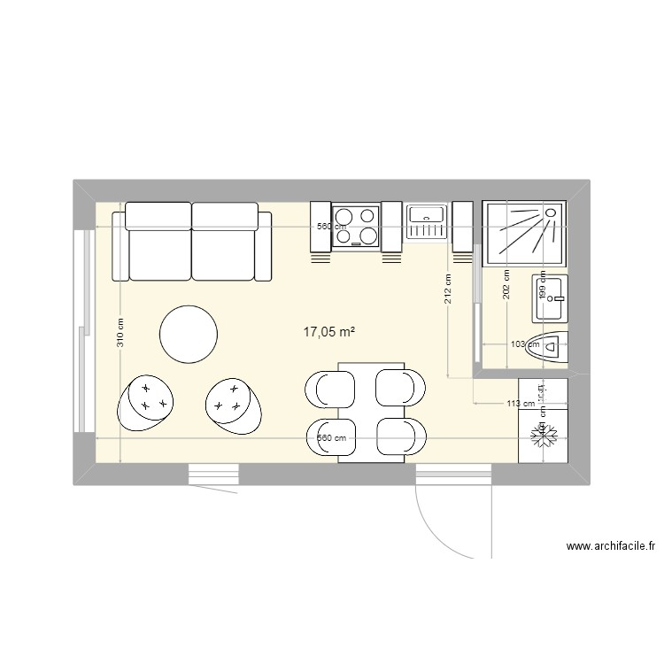 garage version 3. Plan de 1 pièce et 17 m2