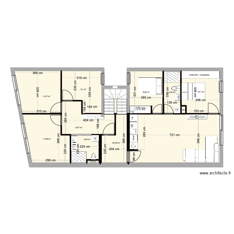 R+1 Floirac. Plan de 11 pièces et 76 m2