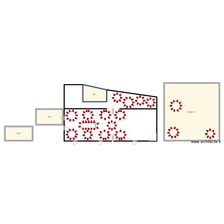 PLAN SALLE MARIAGE Sacha et Alexandre. Plan de 4 pièces et 181 m2