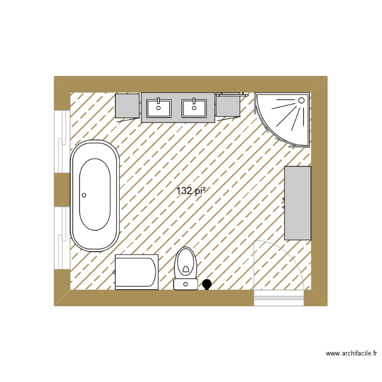 salle de bain. Plan de 1 pièce et 12 m2