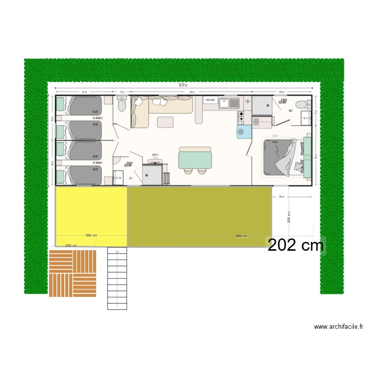 alain cathy2. Plan de 2 pièces et 23 m2