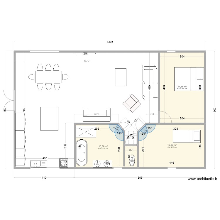 Saint Hipolyte2. Plan de 3 pièces et 38 m2