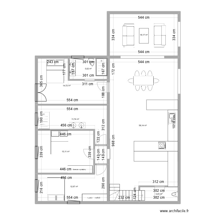 garage. Plan de 9 pièces et 140 m2