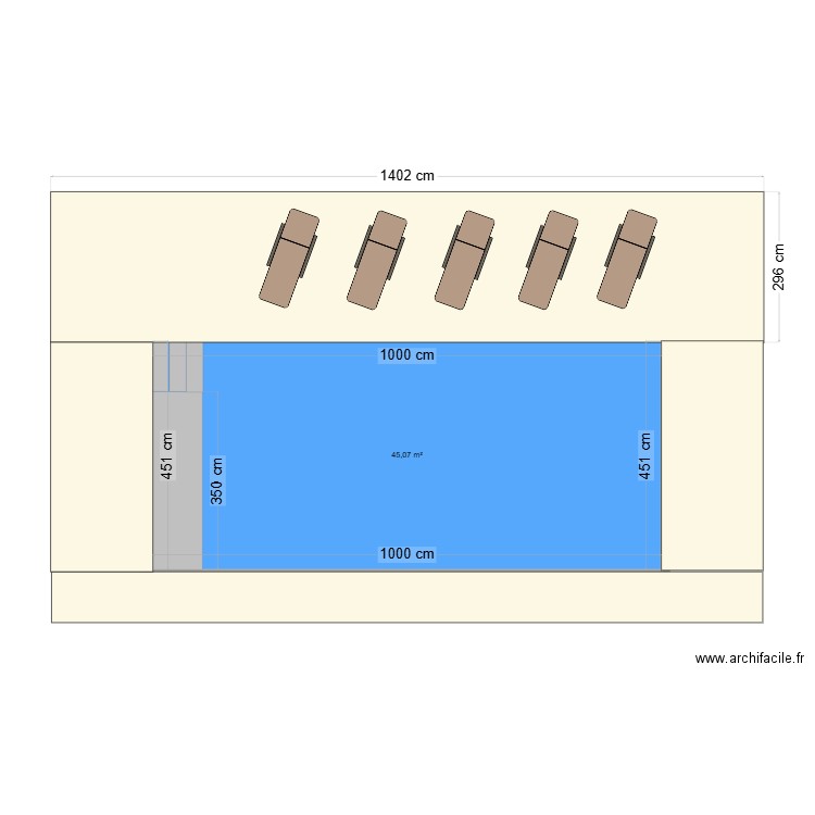 piscine audrey. Plan de 1 pièce et 45 m2