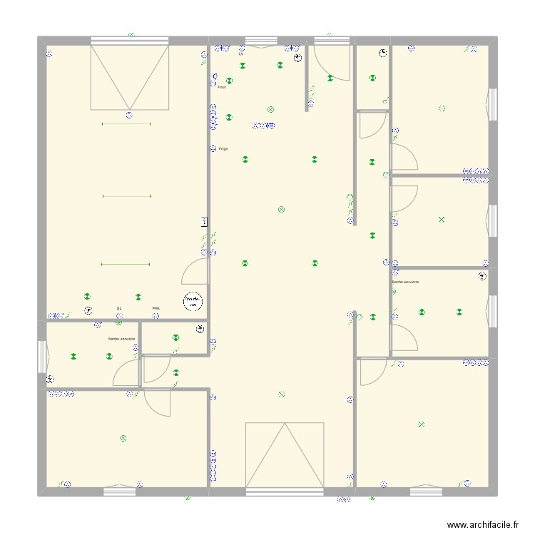 Florence. Plan de 10 pièces et 181 m2