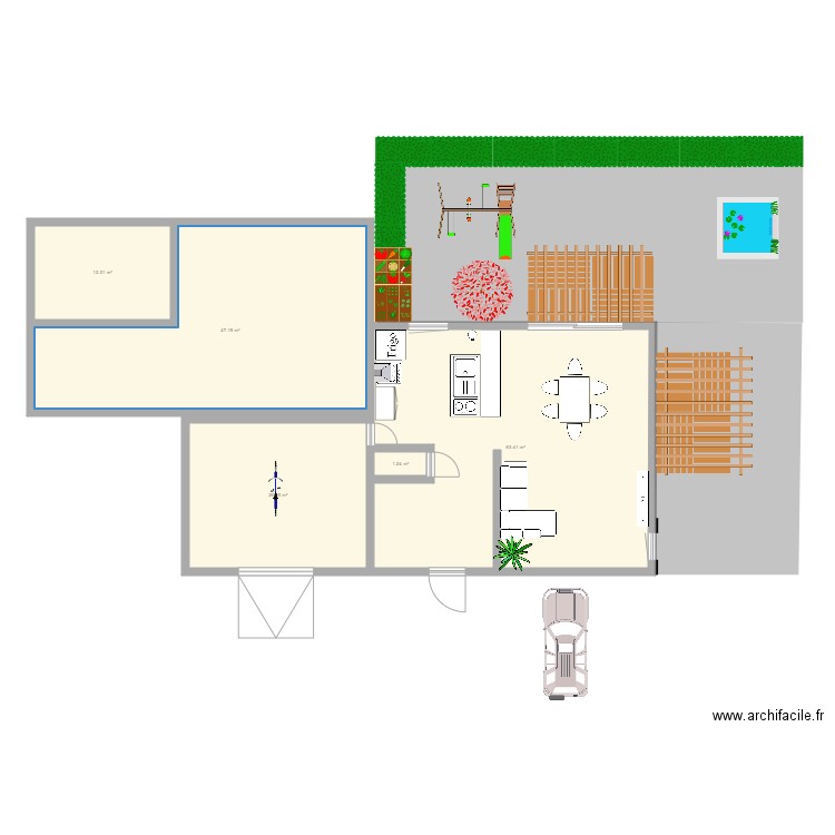 Maison. Plan de 5 pièces et 151 m2