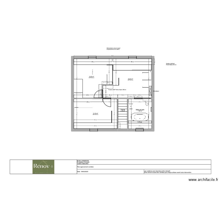 Plan etage. Plan de 5 pièces et 54 m2