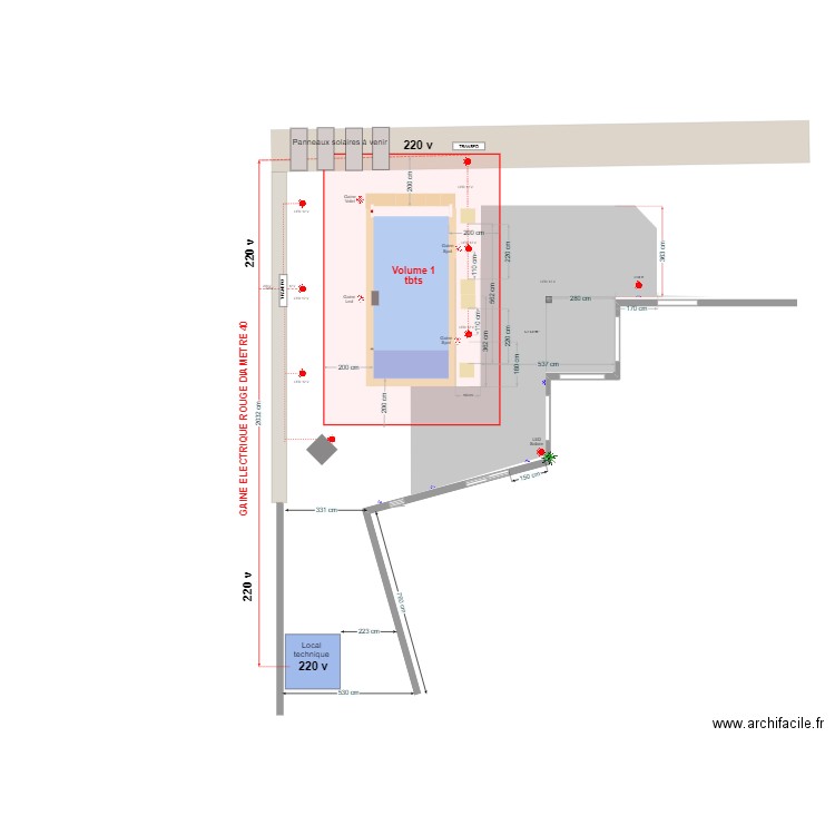 Electricité extérieure. Plan de 0 pièce et 0 m2