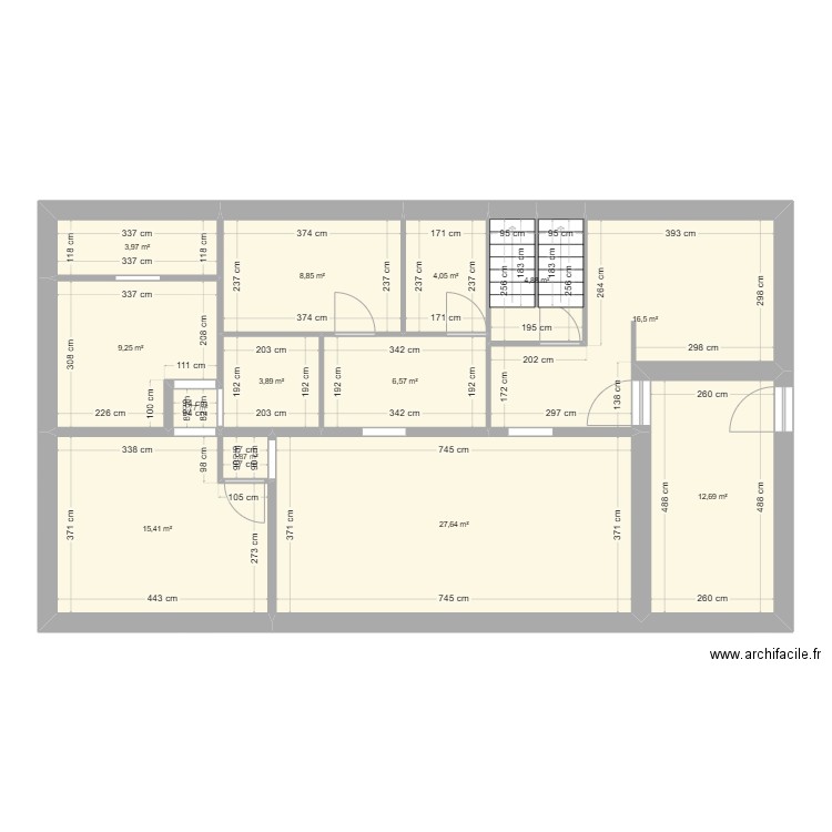 Maison 2. Plan de 13 pièces et 115 m2