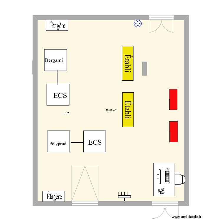 017. Plan de 1 pièce et 87 m2