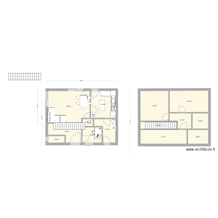 110 arche. Plan de 14 pièces et 94 m2