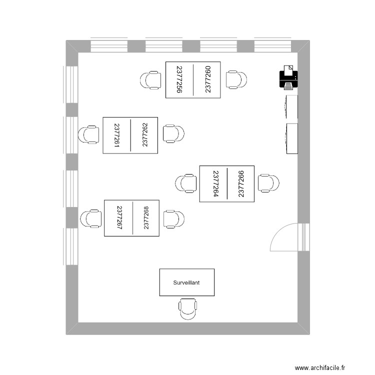 Aménagement salle GP 23 24. Plan de 1 pièce et 28 m2