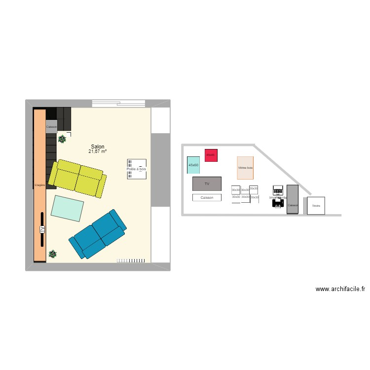 SALON. Plan de 1 pièce et 22 m2