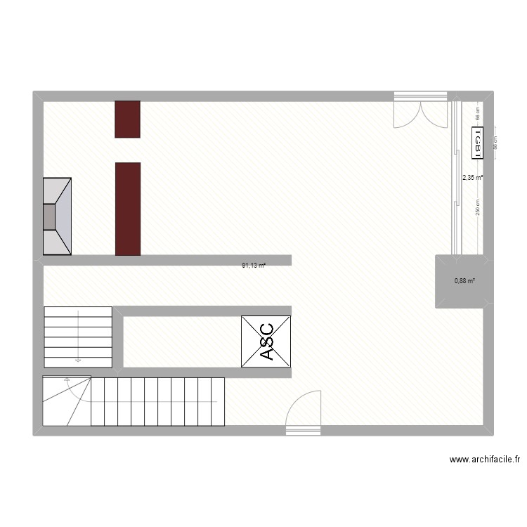 RDC Maman Nelly republique. Plan de 3 pièces et 94 m2