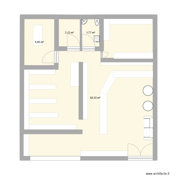 plan de base pharmacie. Plan de 4 pièces et 59 m2