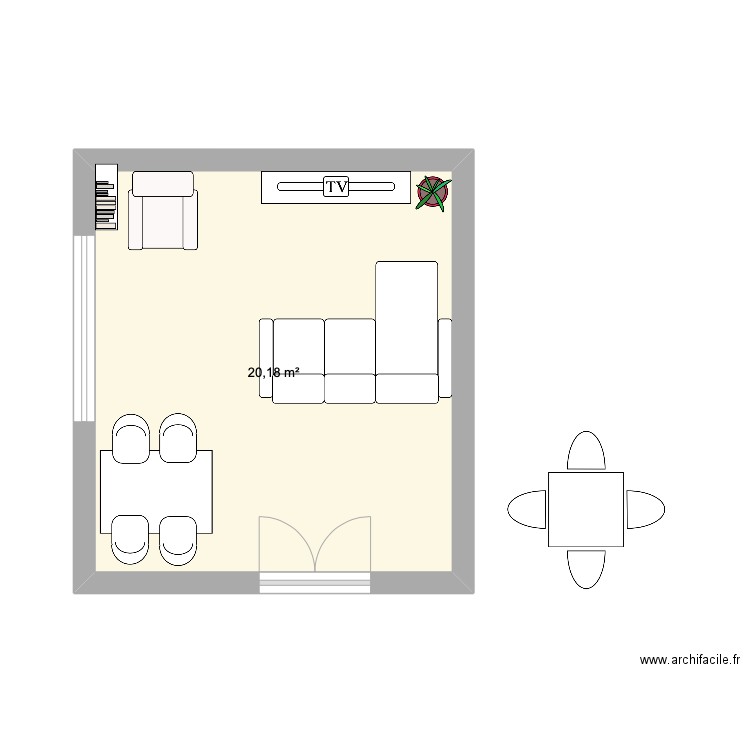 salon . Plan de 1 pièce et 20 m2