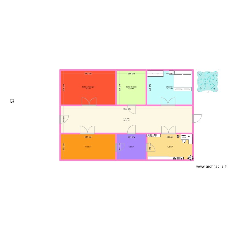 ihu. Plan de 7 pièces et 110 m2