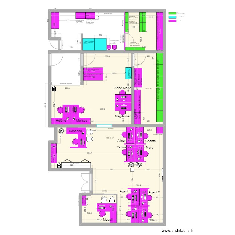 Bureau droit op2 avec bureau ferme. Plan de 4 pièces et 144 m2