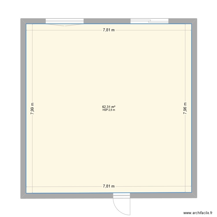 stend. Plan de 1 pièce et 62 m2