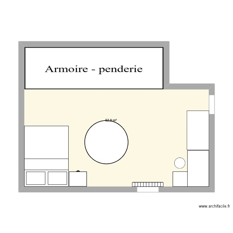 chambre Lina. Plan de 1 pièce et 53 m2