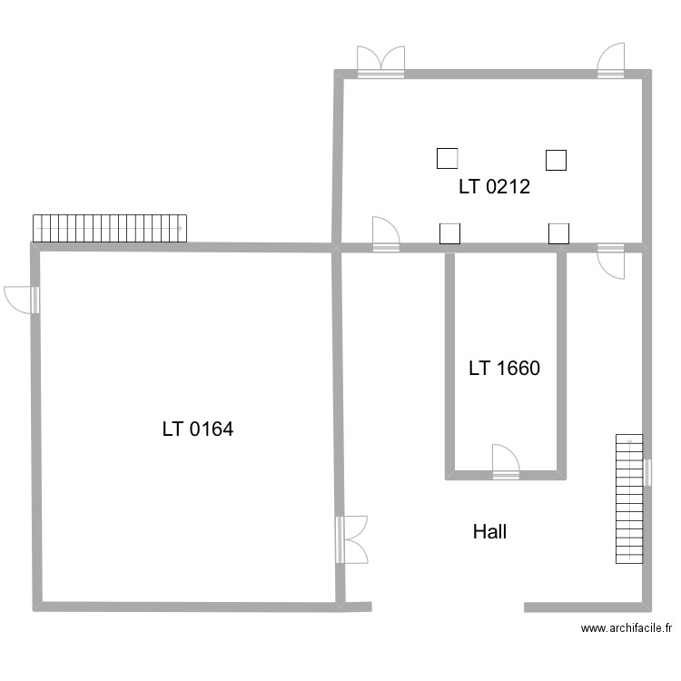 Rdc HF4. Plan de 2 pièces et 136 m2