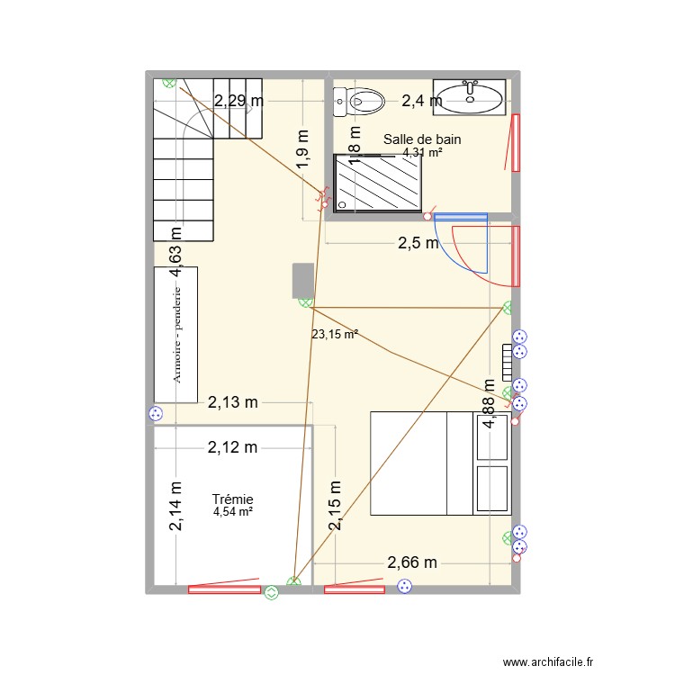 JMO N1. Plan de 3 pièces et 32 m2