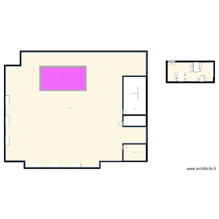 Hangar école. Plan de 6 pièces et 707 m2