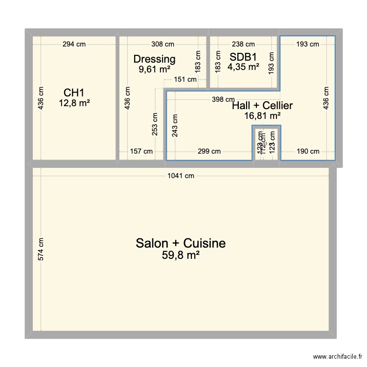 Maison David. Plan de 6 pièces et 104 m2