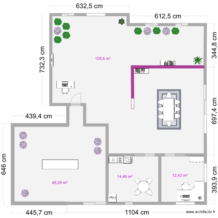 Plan fleur 2. Plan de 4 pièces et 182 m2