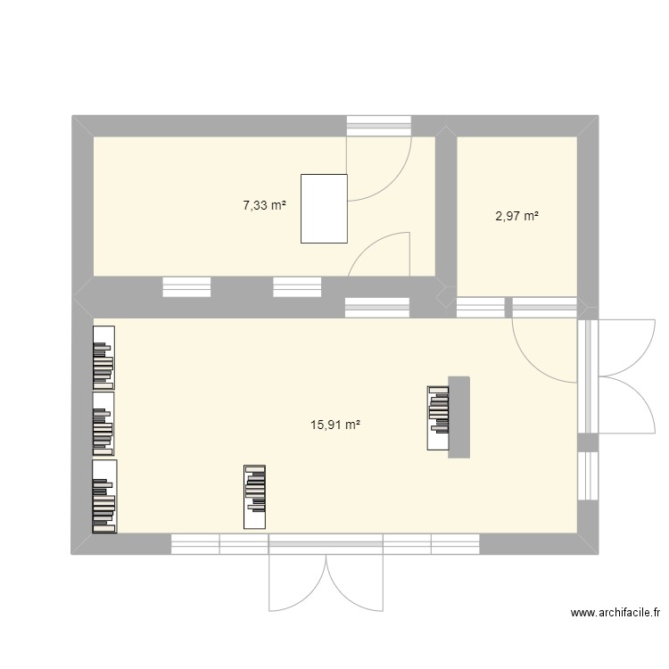 CDI. Plan de 3 pièces et 26 m2