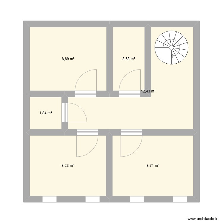 Salle2Soins. Plan de 6 pièces et 44 m2