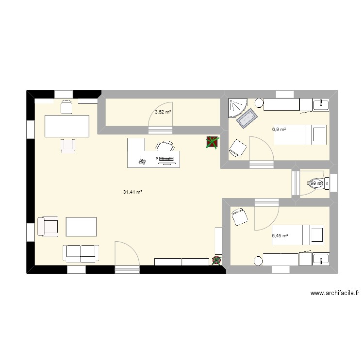 projet. Plan de 5 pièces et 49 m2